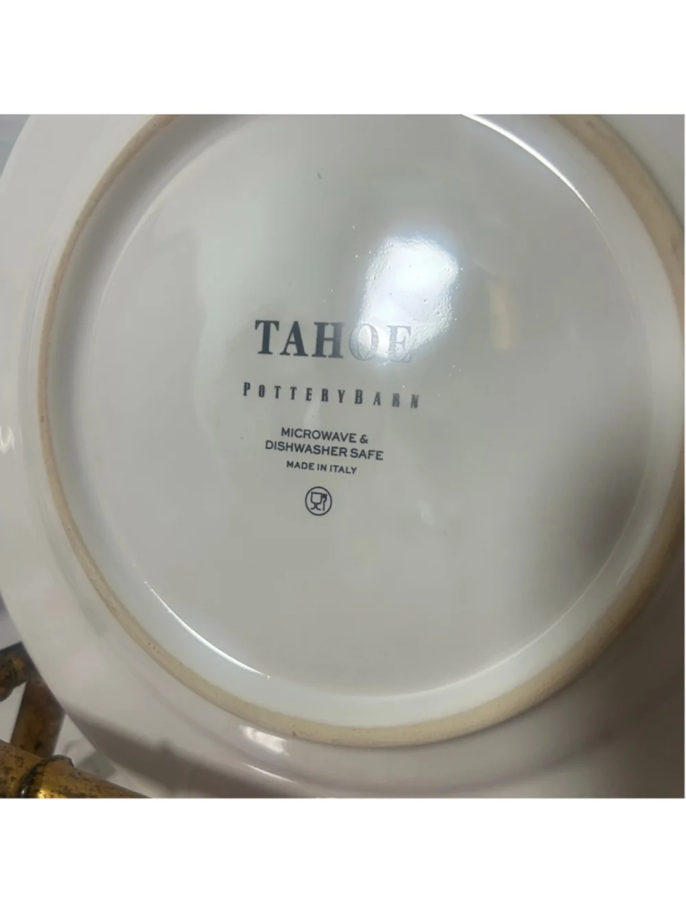 Pottery Barn Tahoe Red & White Dinnerware Set of 4 Geometric Made in Italy 8.25